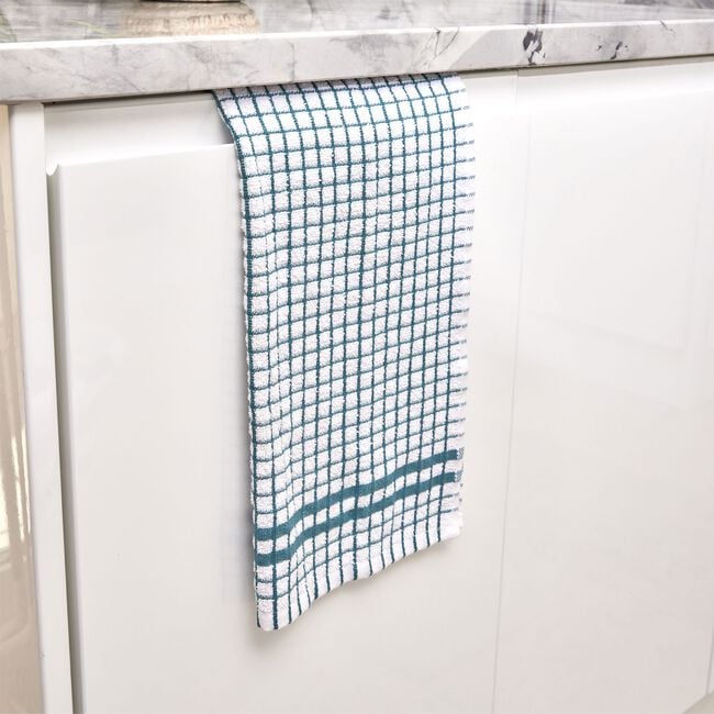 Mono Check Tea Towels 2 Pack - Duck Egg 