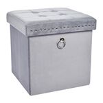 VELVET FOLDABLE SMALL Light Grey Ottoman