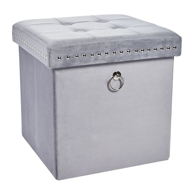 VELVET FOLDABLE SMALL Light Grey Ottoman