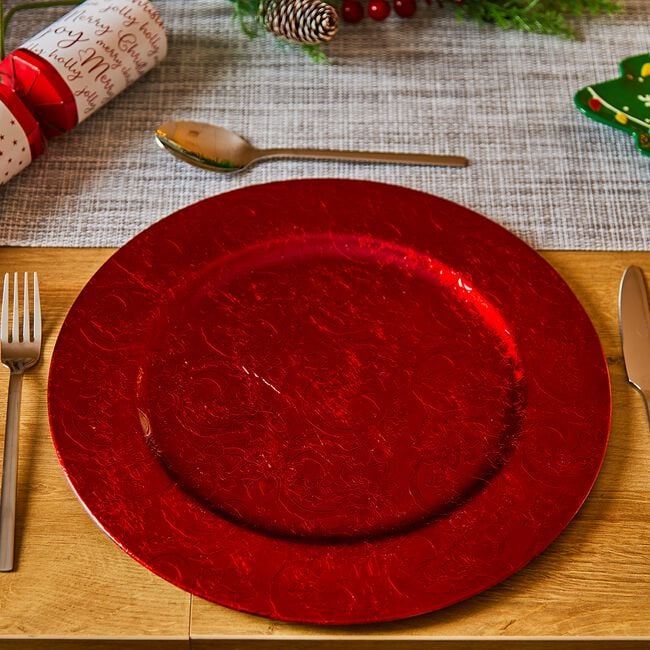 PATTERNED Red Charger Plate