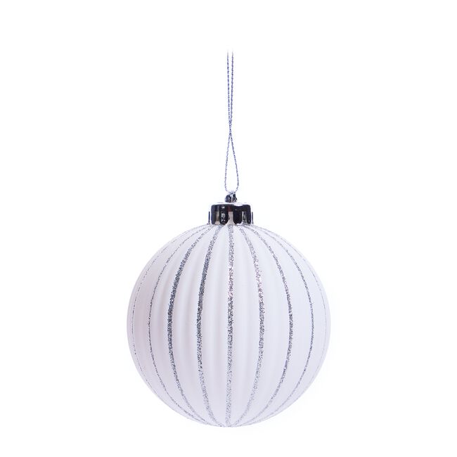 6 Pack Silver Frosted Luxury Christmas Bauble Set