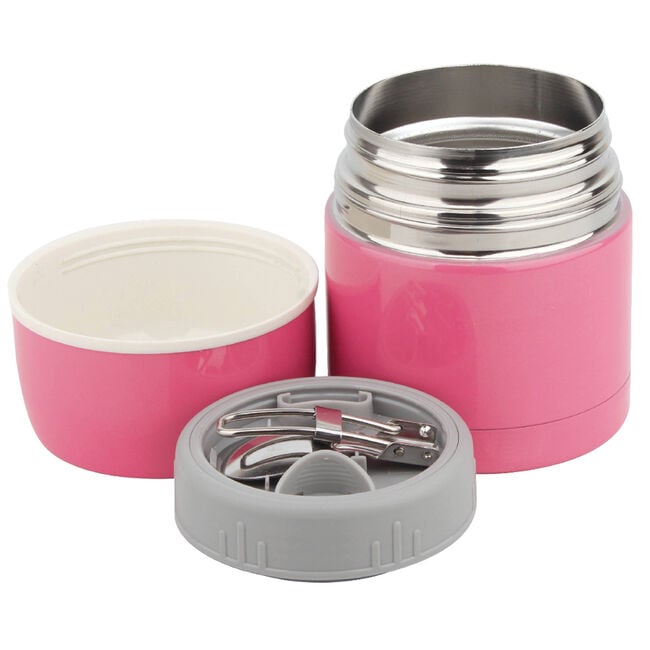 Stainless Steel Pink Soup Flask with Spoon 470ml