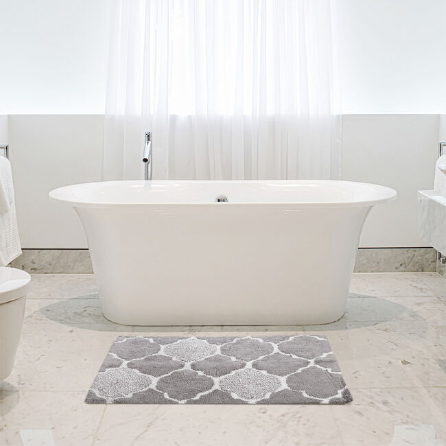 Trellis Grey Bath Mat 50cm x 80cm 