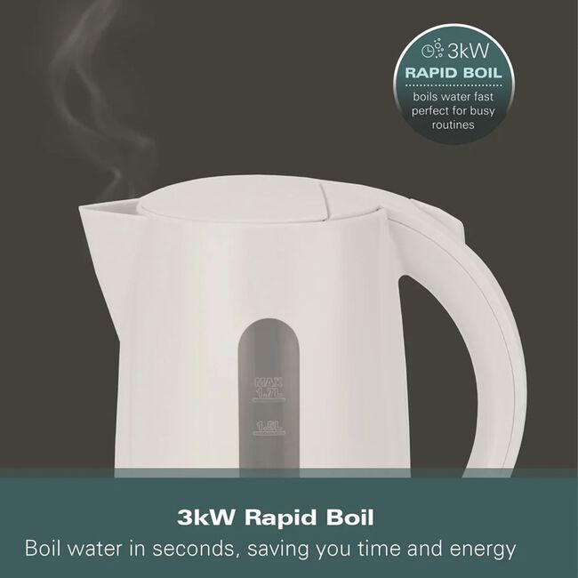 HAMILTON BEACH ESSENTIALS 1.7L WHITE Rapid Boil Kettle