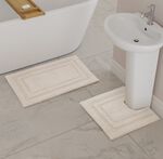 COTTON BORDER IVORY 50x50 Pedestal Mat