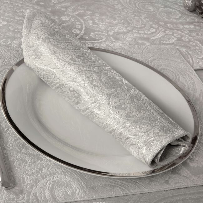 Paisley Damask Napkins 4 pack - Silver
