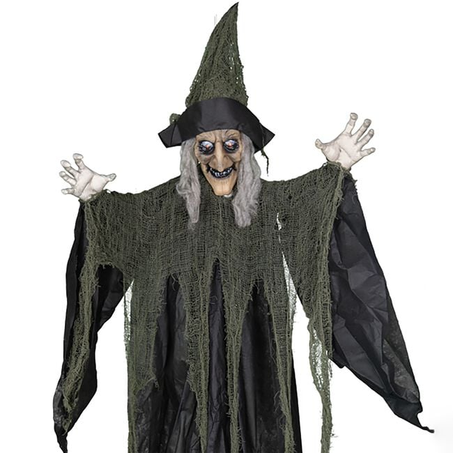 1.9M Hanging Sound Activated Laughing Green Witch