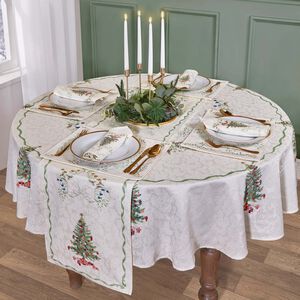 Round Christmas Tree Table Cloth 178cm - White