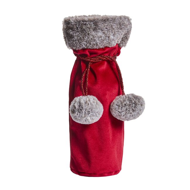 Wine Bottle Faux Fur Gift Bag