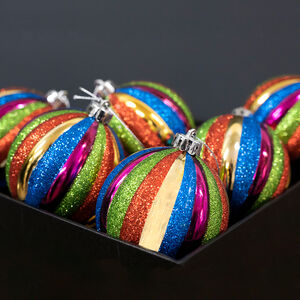 Multi Colour Luxury Bauble Set - 6 Pack