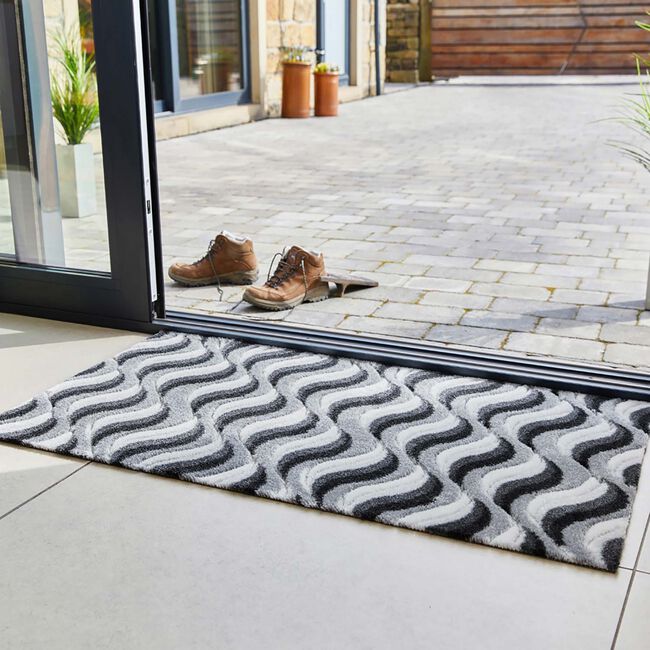 JVL Solemate Hand Carved Waves Doormat 57x100cm