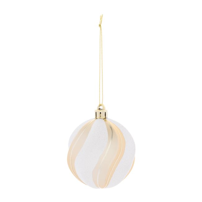 12 Pack Gold & White Bauble Set