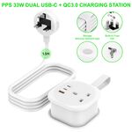 Budi 3 Port Mains Charger 1.5m Cable