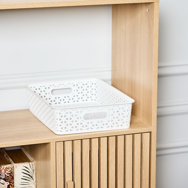 Geometric 6.5L White Storage Basket