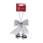 Silver Bow with Bells Christmas Tree Decoration