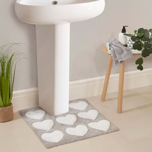 Hearts Tufted Pedestal Mat 50cm x 50cm - Grey