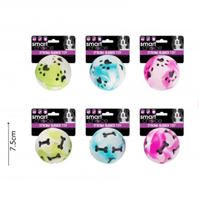 Rubber Ball Dog Toy With Squeaker - 3 Colours
