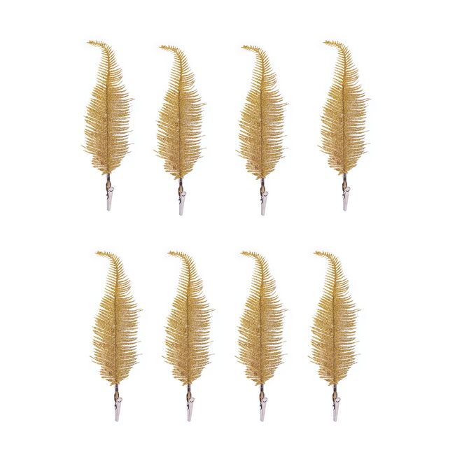 8 Pack Gold Feathers Christmas Tree Decoration