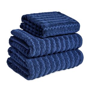 BAMBOO CHEVRON ZERO TWIST 650GSM BLUE Hand Towel