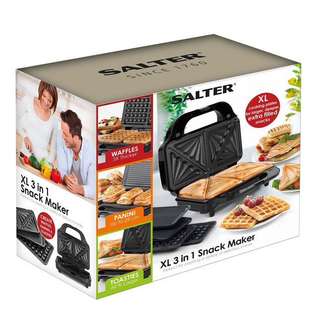 Salter Deep 3 in 1 Waffle, Toastie & Snack Maker 