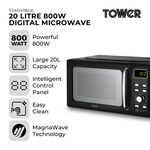 Tower 800W Black 20L Digital Microwave