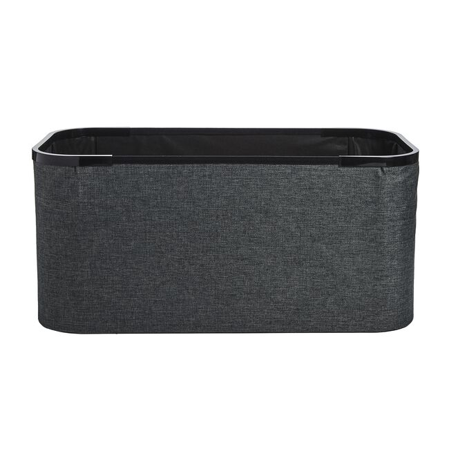Oval Linen Foldable Large Charcoal Ottoman