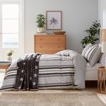 KING SIZE DUVET COVER Beach House Stripe Linen / Grey