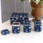 Laura Ashley Elveden Navy Set Of 3 Canisters