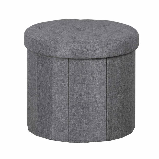 Small Folding Linen Storage Ottoman - Grey