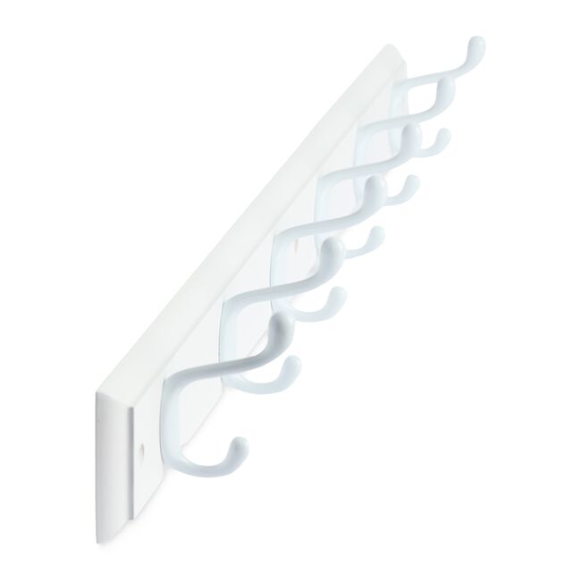 6 Hook White Wooden Board