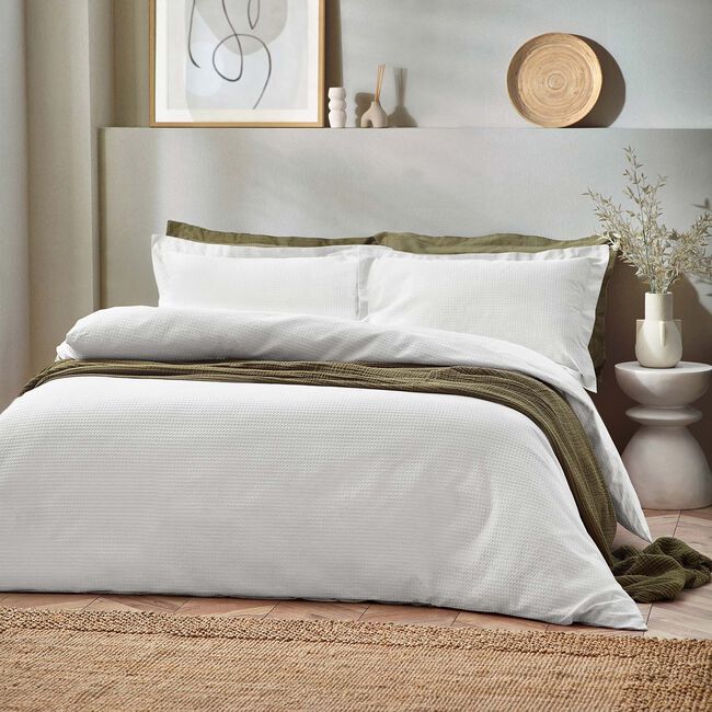 DOUBLE DUVET COVER Waffle White