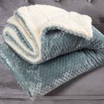 Nicole Day Waffle Sherpa Throw 130x170cm -Duck Egg