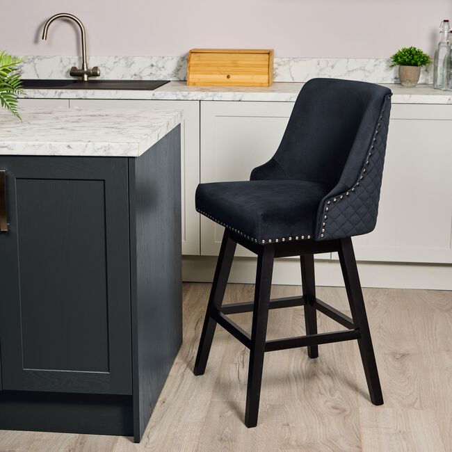 CHELSEA BARSTOOL Velvet Black 