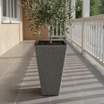 Rattan Square Plant Pot Grey