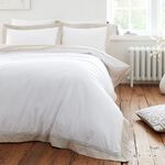 BIANCA SUPER KING DUVET Oxford Lace Trim Natural