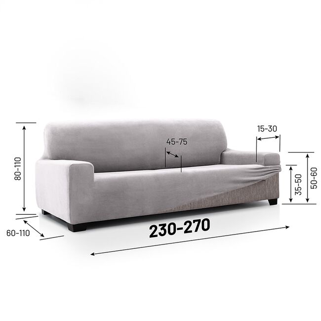 REGAL MILLS EASYSTRETCH VELVET SILVER 4 Seater Sofa Cover