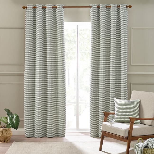 CATHERINE LANSFIELD STAB STITCH SAGE 66X54 Curtain