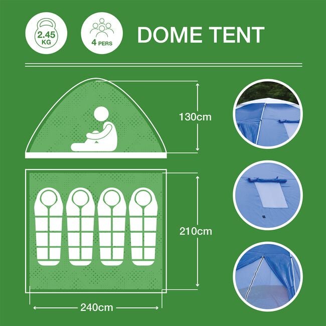 4 PERSON BLUE Dome Tent