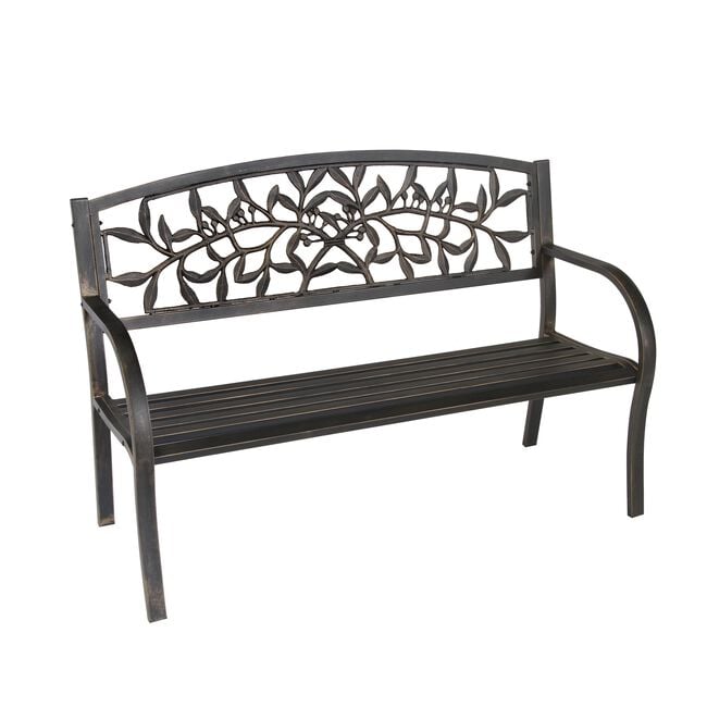Garden Bench with Cast Iron Back