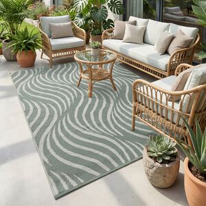 Swirls Green 150cm x 210cm Outdoor Rug - Green