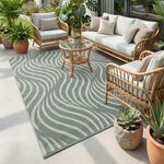 Swirls Green 150cm x 210cm Outdoor Rug - Green