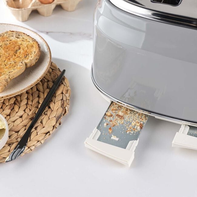 SALTER RETRO GREY CURVED BODY 4 Slice Toaster