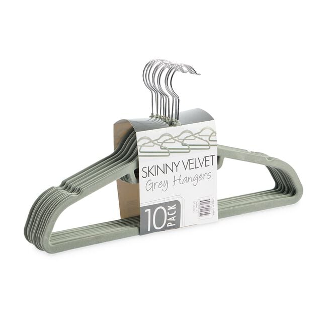 Skinny Velvet Hangers 10 Pack Grey