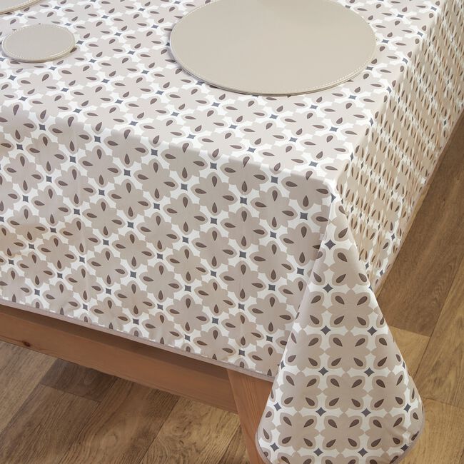 Geo Grey PVC Tablecloth 160cm x 230cm