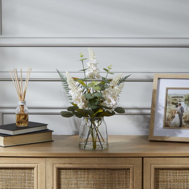 35cm Cream Floral & Eucalyptus Arrangement