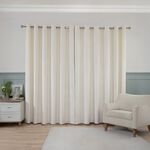 EMBROIDERED TRIM VELVET IVORY 66x54 Curtain