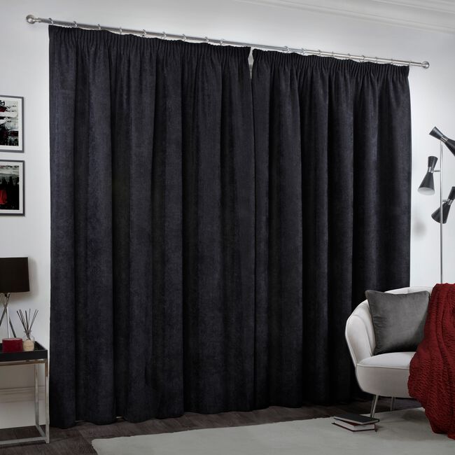 P/PLEAT BLACKOUT THERMAL H/BONE  BLACK 90x90 Ctn