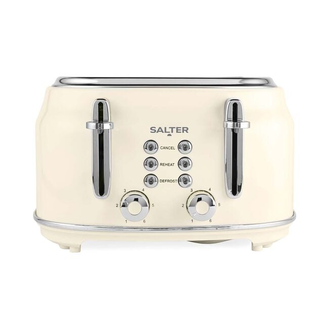 SALTER RETRO CREAM CURVED BODY 4 Slice Toaster