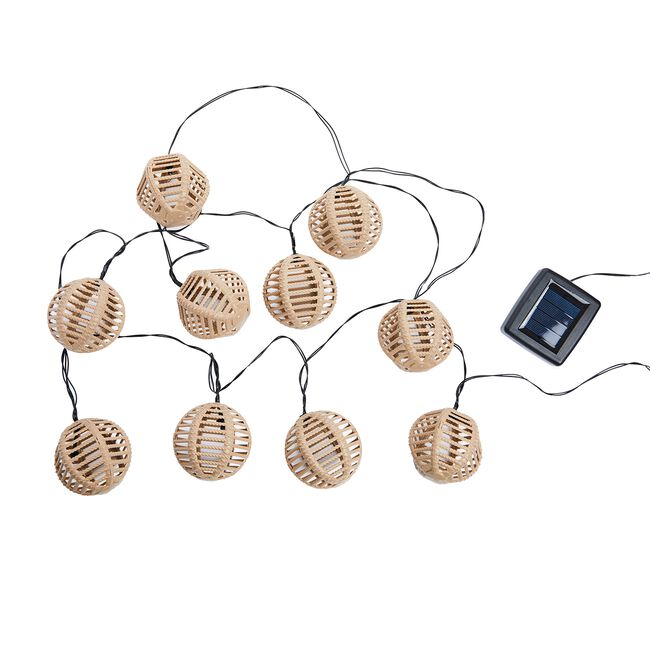 10 Natura Rattan Ball Solar String Lights