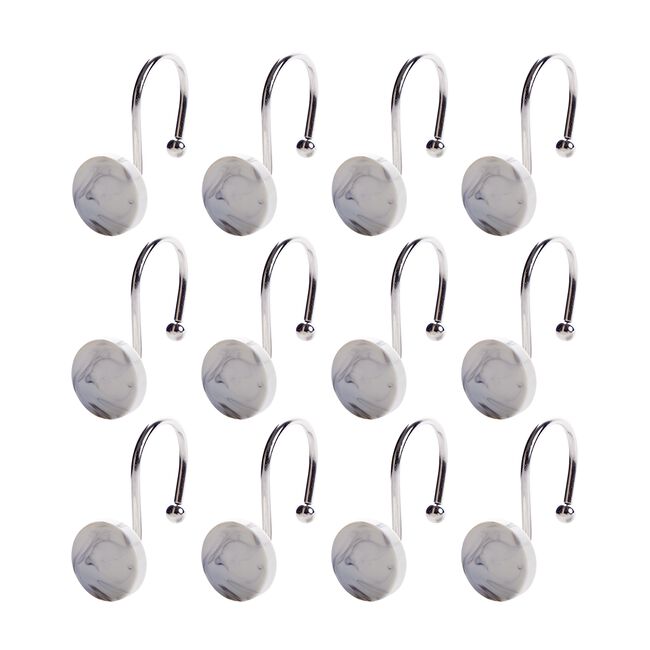 Round Marble Shower Hooks - 12pk